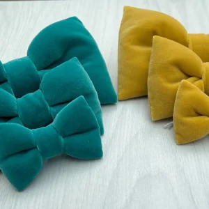 Velvet Dog Bow Tie Turquoise or Mustard
