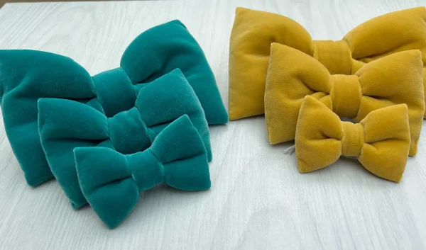 Velvet Dog Bow Tie Turquoise or Mustard