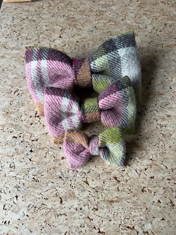 Tartan Dog Bow Pink & Green